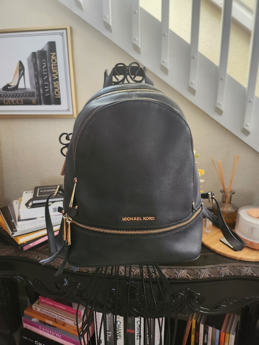 Michael Kors Rhea Zip pebbled leather backpack